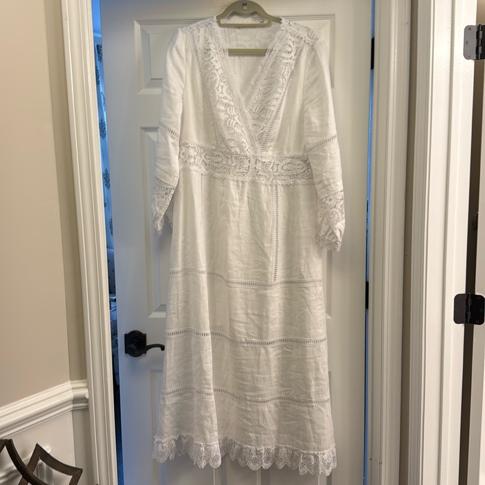 White linen maxi dress, size 14
